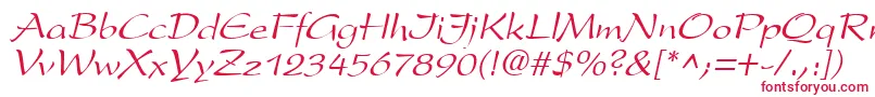 フォントPrestonscriptItalic – 白い背景に赤い文字