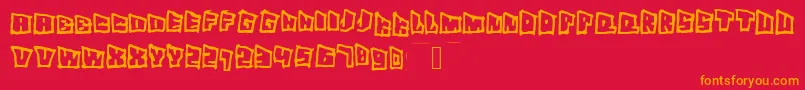 Superslant-Schriftart – Orangefarbene Schriften auf rotem Hintergrund
