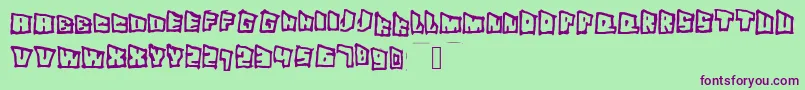 Superslant-Schriftart – Violette Schriften auf grünem Hintergrund