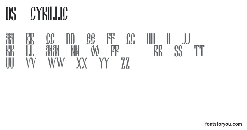 A fonte Ds Cyrillic – alfabeto, números, caracteres especiais