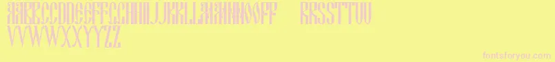 Ds Cyrillic-Schriftart – Rosa Schriften auf gelbem Hintergrund