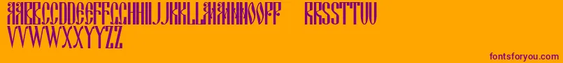 Ds Cyrillic-Schriftart – Violette Schriften auf orangefarbenem Hintergrund