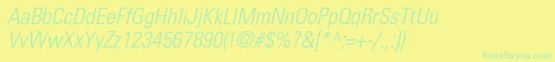 UniversltstdLightcnobl Font – Green Fonts on Yellow Background