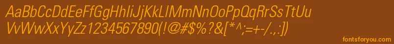UniversltstdLightcnobl Font – Orange Fonts on Brown Background