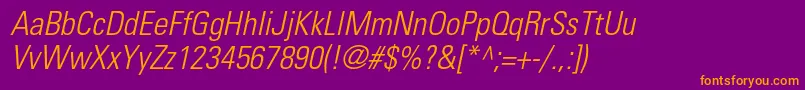 UniversltstdLightcnobl Font – Orange Fonts on Purple Background