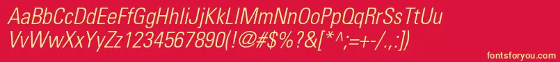 UniversltstdLightcnobl Font – Yellow Fonts on Red Background