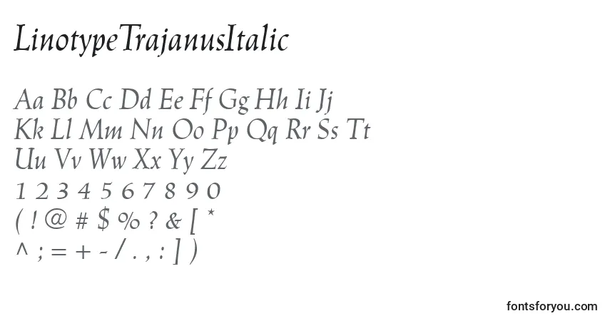 LinotypeTrajanusItalicフォント–アルファベット、数字、特殊文字