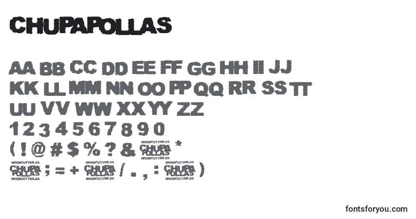 Czcionka Chupapollas – alfabet, cyfry, specjalne znaki