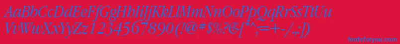Grn48C-Schriftart – Blaue Schriften auf rotem Hintergrund