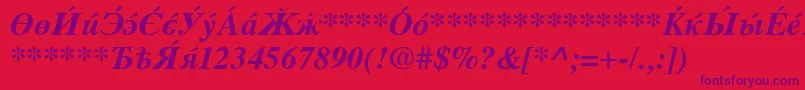 CyrillicserifBolditalic-Schriftart – Violette Schriften auf rotem Hintergrund