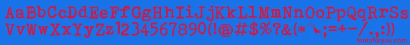 BohemianTypewriter Font – Red Fonts on Blue Background