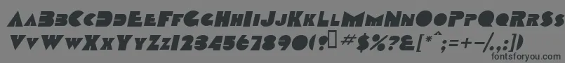 Шрифт TobagoscapssskBolditalic – чёрные шрифты на сером фоне