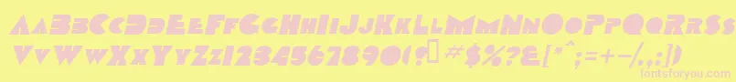 Шрифт TobagoscapssskBolditalic – розовые шрифты на жёлтом фоне