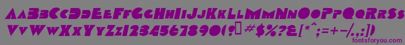 Шрифт TobagoscapssskBolditalic – фиолетовые шрифты на сером фоне