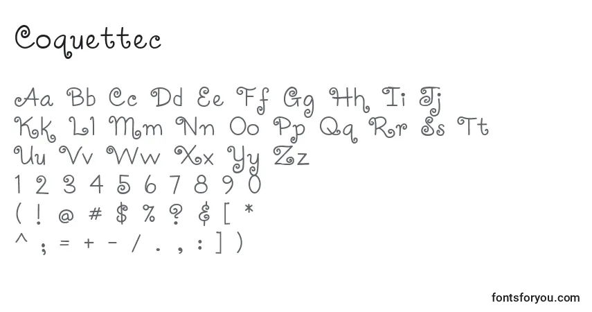 A fonte Coquettec – alfabeto, números, caracteres especiais
