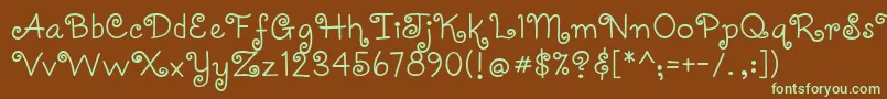 フォントCoquettec – 緑色の文字が茶色の背景にあります。