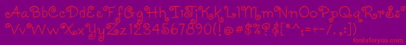 Coquettec-Schriftart – Rote Schriften auf violettem Hintergrund