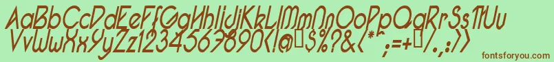 PacotillNarrowReguarItal1 Font – Brown Fonts on Green Background