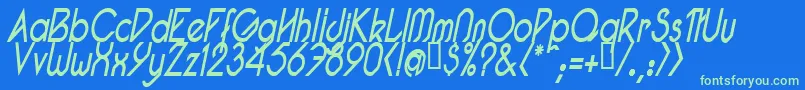 PacotillNarrowReguarItal1 Font – Green Fonts on Blue Background