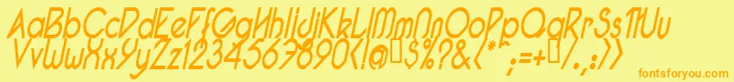PacotillNarrowReguarItal1 Font – Orange Fonts on Yellow Background