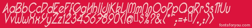 PacotillNarrowReguarItal1 Font – Pink Fonts on Red Background