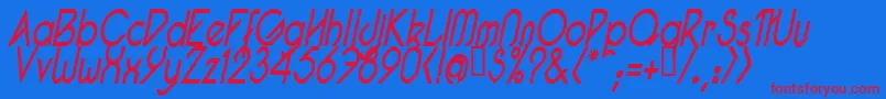 PacotillNarrowReguarItal1 Font – Red Fonts on Blue Background