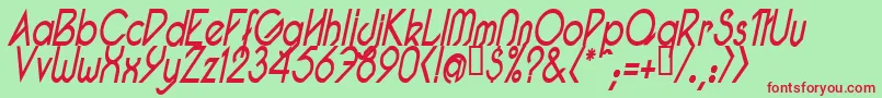 PacotillNarrowReguarItal1 Font – Red Fonts on Green Background