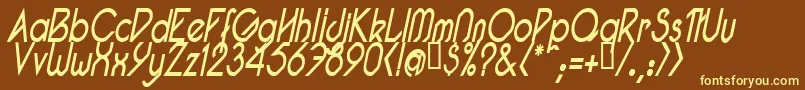 PacotillNarrowReguarItal1 Font – Yellow Fonts on Brown Background