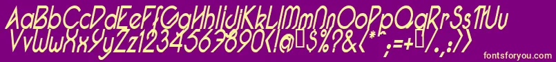 PacotillNarrowReguarItal1 Font – Yellow Fonts on Purple Background