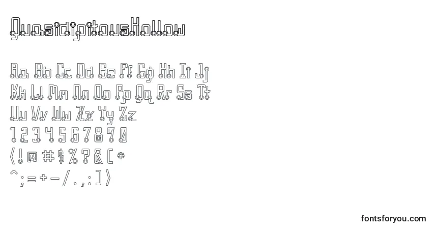 A fonte QuasidipitousHollow – alfabeto, números, caracteres especiais