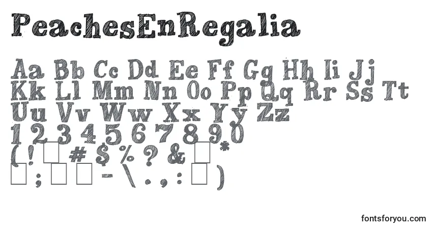 PeachesEnRegalia Font – alphabet, numbers, special characters