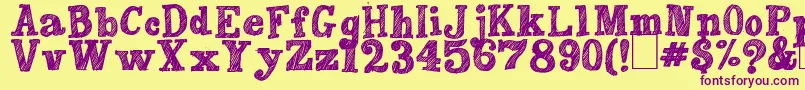 PeachesEnRegalia Font – Purple Fonts on Yellow Background