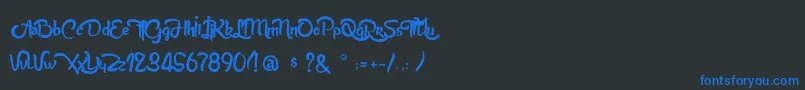 フォントAnabelleScriptLight – 黒い背景に青い文字