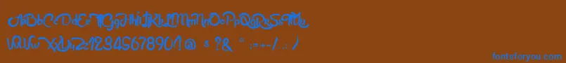 AnabelleScriptLight-Schriftart – Blaue Schriften auf braunem Hintergrund