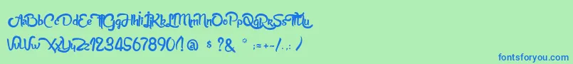 AnabelleScriptLight-Schriftart – Blaue Schriften auf grünem Hintergrund