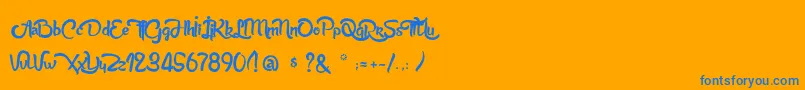フォントAnabelleScriptLight – オレンジの背景に青い文字