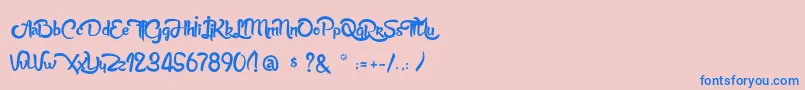 AnabelleScriptLight Font – Blue Fonts on Pink Background