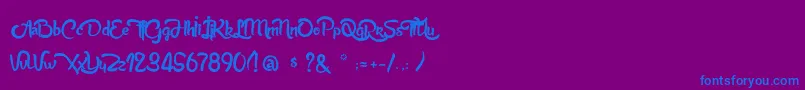 フォントAnabelleScriptLight – 紫色の背景に青い文字