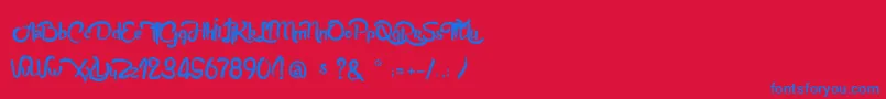 AnabelleScriptLight-fontti – siniset fontit punaisella taustalla