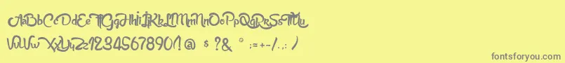 AnabelleScriptLight-fontti – harmaat kirjasimet keltaisella taustalla