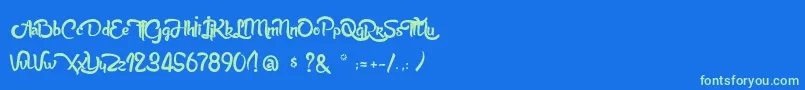 AnabelleScriptLight Font – Green Fonts on Blue Background
