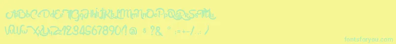 フォントAnabelleScriptLight – 黄色い背景に緑の文字