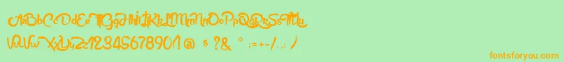 Шрифт AnabelleScriptLight – оранжевые шрифты на зелёном фоне