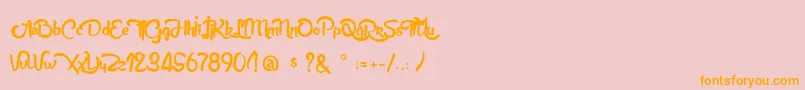 フォントAnabelleScriptLight – オレンジの文字がピンクの背景にあります。