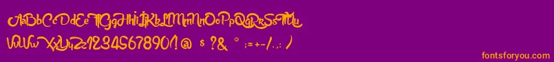 AnabelleScriptLight-fontti – oranssit fontit violetilla taustalla