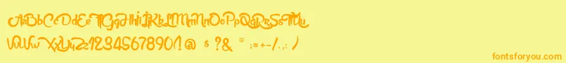 AnabelleScriptLight-fontti – oranssit fontit keltaisella taustalla