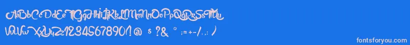 フォントAnabelleScriptLight – ピンクの文字、青い背景