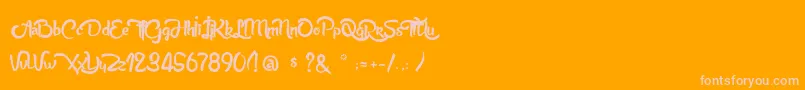 AnabelleScriptLight-fontti – vaaleanpunaiset fontit oranssilla taustalla
