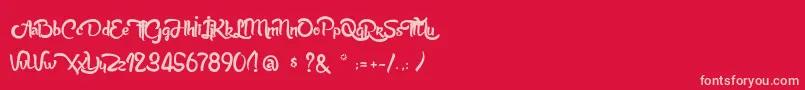 AnabelleScriptLight-Schriftart – Rosa Schriften auf rotem Hintergrund