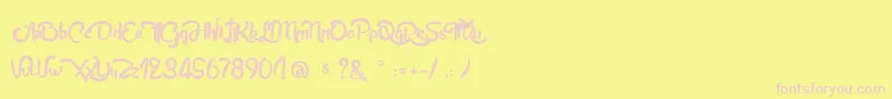 AnabelleScriptLight-fontti – vaaleanpunaiset fontit keltaisella taustalla